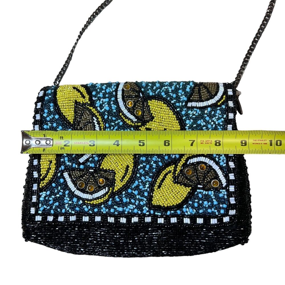 Mary Frances Beaded Crossbody Handbag Purse Lemons Fruit Sparkle Chain Strap - Picture 10 of 15